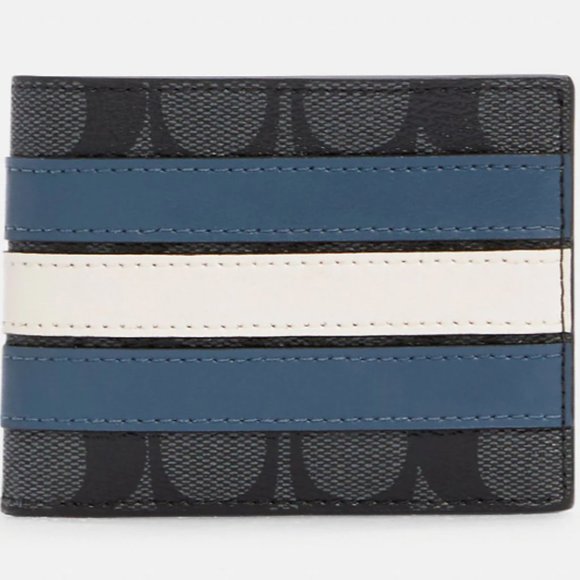 Slim Billfold Wallet In Signature Canvas With Varsity Stripe (BRAND NEW) - Picture 1 of 3
